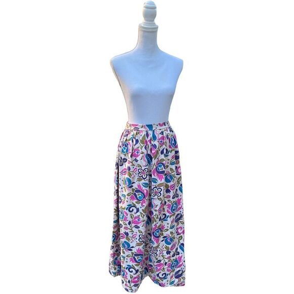 VINTAGE HAND TAILORED PAISLEY BOHO FLORAL MOTIF MAXI LENGTH SKIRT SMALL - Picture 1 of 15